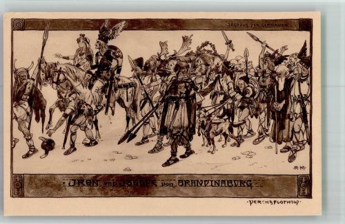 14770 O1800 Brandenburg an der Havel 1912 Lithographie / Künstlerkarte Historischer Festzug zur Hohenzollern-Jubelfeier 1912
