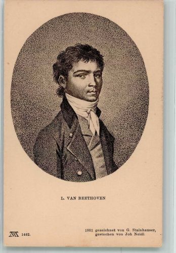sign. Stainhauser Portrait des jungen Komponisten Ackermann's Kunstverlag Serie 117 No. 1462 Beethoven, L. van Künstlerkarte