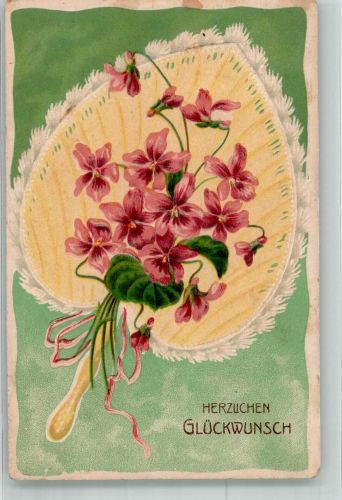 Glückwünsche Fächer mit roten Blumen Fächer Prägedruck