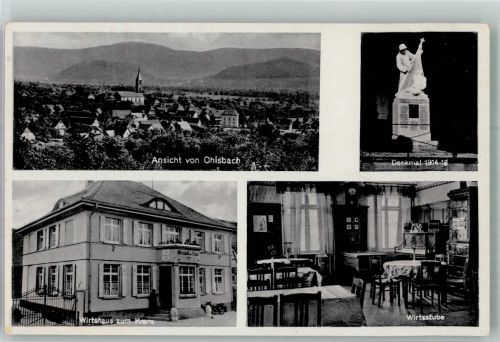 77797 W7601 Ohlsbach Foto AK Gasthaus zum Kranz Gaststube Denkmal 1914/18