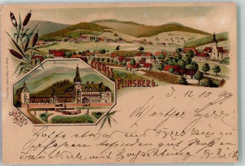 Bad Flinsberg Swieradow-Sdroj 1899 Gebrauchsspuren Hotel Kurhaus Lithographie