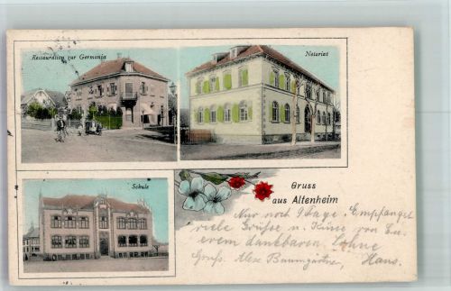 77743 W7607 Altenheim , Baden 1914 - Gasthaus zur Germania Notariat Schule