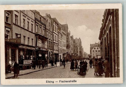 Elbing Elblag 1930 Foto AK Geschäft Fischerstrasse