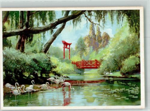 W2000 Stellingen Flamingos auf der japanischen Insel Zoo Künstlerkarte