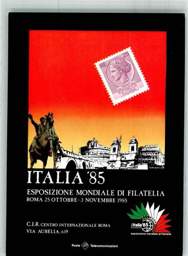 Roma Rom Italia '85 Esposizione Mondiale di Filatelia Sonderstempel Philatelistentag 1985 Werbe AK