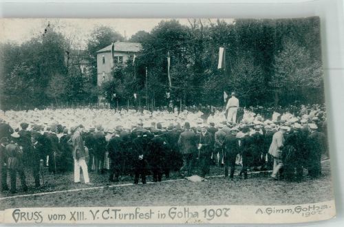 99867 O5800 Gotha , Thür 1907 Foto AK 13. V.C. Turnfest in Gotha 1907 Gruppenfoto