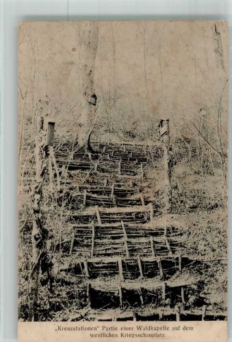 Kreuzstationen einer Waldkapelle Feldpost WK I Bayer. Ersatz-Division Westlicher Kriegsschauplatz 1915