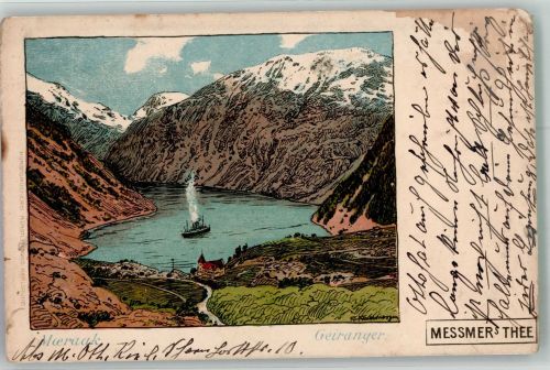 Geiranger 1916 Gebrauchsspuren Lithographie Feldpost WK I