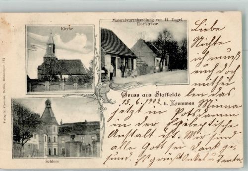 16766 O1421 Staffelde b Kremmen 1902 - Kirche Dorfstrasse Handlung Engel Schloss