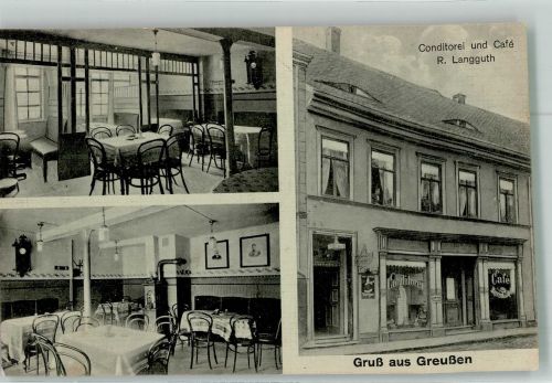 99718 O5403 Greußen 1914 Foto AK Konditorei-Cafe Langguth Gastraum