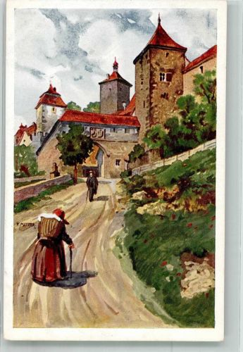 W8803 Rothenburg ob der Tauber Kobolzeller Tor Mutter, K. Künstlerkarte