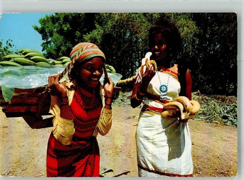 Kenianische Arbeiterinnen auf einer Bananenplantage Afrikan. Volkstyp Foto AK