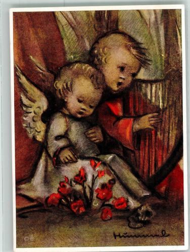 Weihnachten Auf Harfe spielende Engel Verlag Josef Müller Nr. 14470 Hummel Künstlerkarte