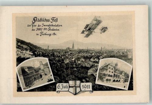79098 W7800 Freiburg im Breisgau 1911 - Stadtfest zur Feier des 3000 sten Studenten 1911 Altes Kaufhaus Doppeldecker