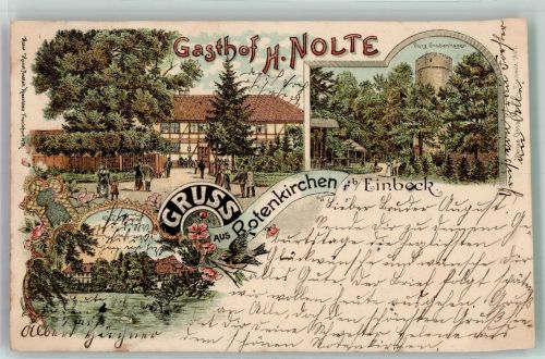 37574 W3352 Rotenkirchen 1898 Lithographie Gasthaus Nolte Burg Grubenhagen Das Schloss