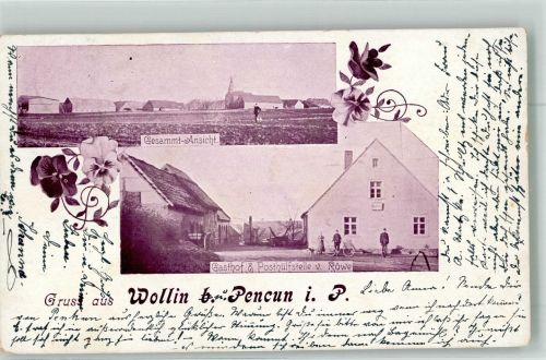 17328 O2105 Wollin , Vorpommern 1900 - Gasthaus-Posthilstelle von Röwe
