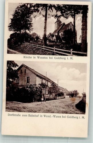19399 O2861 Woosten - Dorfkirche Dorfstrasse in Wendisch-Waren Bahnpost