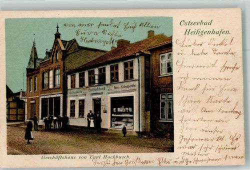 23774 W2447 Heiligenhafen , Holst 1904 - Geschäftshaus Carl Hackbusch Haus- und Küchengeräte-Handlung