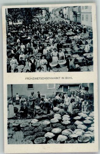 77815 W7580 Bühl , Baden 1928 Foto AK Bühler Zwetschgenfest Marktszene