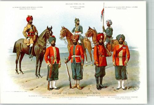 Uniformen der indischen Armee in englischen Diensten Werbung Air India Militär Indien Künstlerkarte