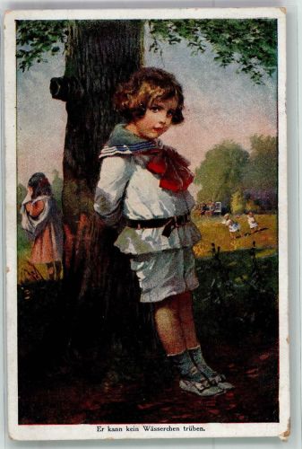 Verschmitzt guckender kleiner Junge im Matrosenanzug Nr. 3142 Münchner Kunst 1919 Künstlerkarte