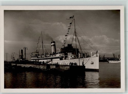 Kopenhagen København Turbinen-Schnelldampfer Kaiser Bordstempel Hapag Lloyd 1933 Foto AK