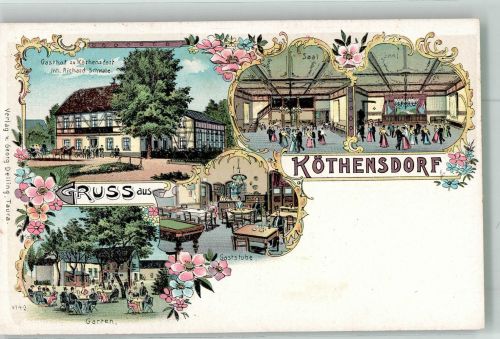 09249 O9115 Köthensdorf-Reitzenhain Lithographie Gasthaus zu Köthensdorf Gaststube Ballsaal Garten