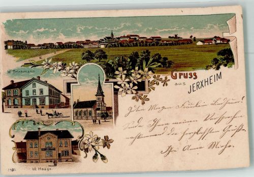 38381 W3339 Jerxheim 1900 Lithographie Haus Haage Haus Brinkmann Feldweg
