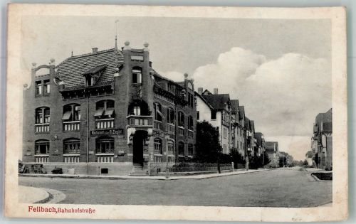 70734 W7012 Fellbach , Württ 1918 - Bahnhofstrasse Gasthaus zur Sonne