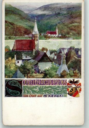 Schwallenbach sign. Assmann Schwallenbach mit St. Johann Verlag des Vereines Südmark Nr. 191 Schulvereinähnliche 1929 Künstlerkarte