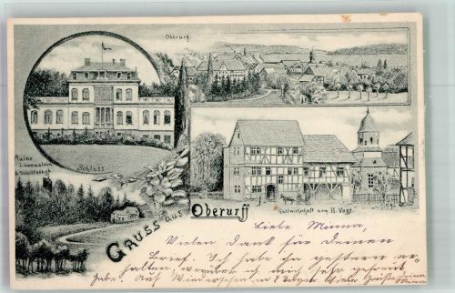 34596 W3584 Oberurff-Schiffelborn 1901 - Schloss Ruine Löwenstein Gasthaus Vogt