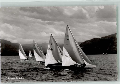 W8211 Chiemsee Chiemsee-Regatta Fotograf Stampfl Segelboot Foto AK