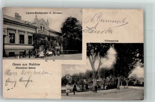 15827 O1633 Mahlow 1910 - Casino-Gasthaus Scheurer Villenpartie
