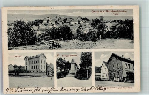 35447 W6301 Burkhardsfelden - Schule Kriegerdenkmal Kolonialwaren Adolf Horn