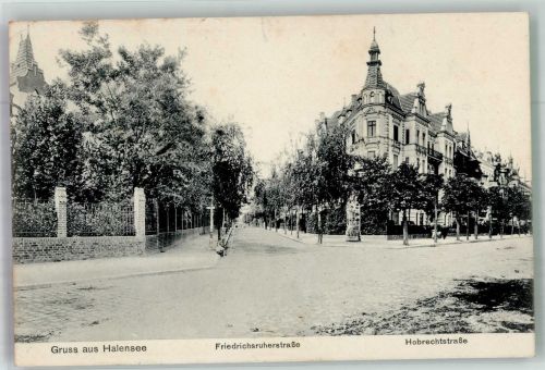 10115 W1000 Halensee 1906 - Friedrichsruherstrasse Hobrechtstrasse Litfaßsäule Stauchung