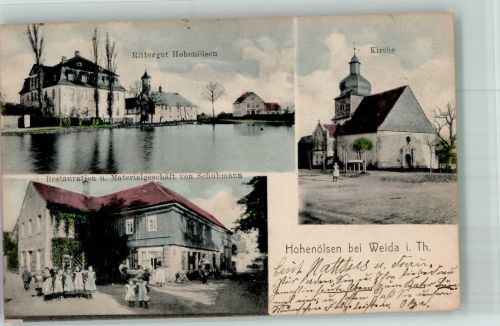 07570 O6501 Hohenölsen 1910 - Rittergut Hohenölsen Gasthaus Schuhmann Dorfkirche
