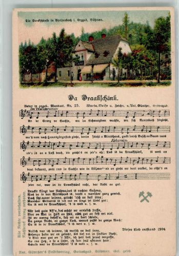 Potucky Breitenbach Text und Melodie des Liedes Da Draakschänk von Anton Günther Gasthaus Dreckschänke Erzgebirge Liederkarte Lieder AK