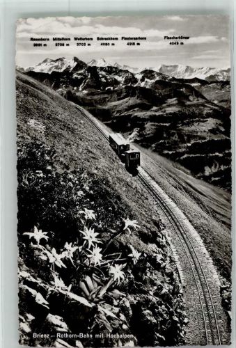 Brienz-Rothornbahn Rothorn-Bahn mit Hochalpen Photoglob 6859 Hüttenstempel Feldpost Infanterieschulen 8. Div. Zahnradbahn Foto AK