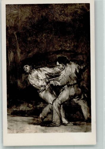 W8000 München sign. Goya Der Zweikampf in der Alten Pinakothek Künstler 1934 Künstlerkarte