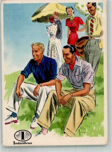 Sommerliche Hose und farbiges Hemd für Herren Indanthren 1939 Künstlerkarte