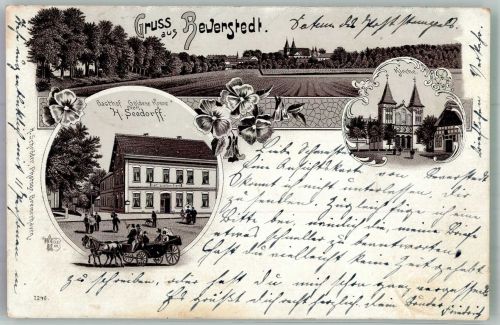 27616 W2855 Beverstedt 1897 Lithographie Gasthaus Goldene Krone Dorfkirche Verlag Ottmar Zieher-München