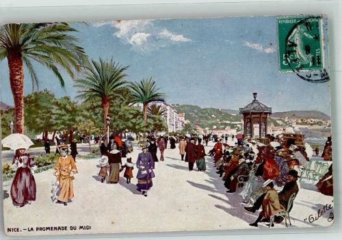 Nice Nizza Oilette Serie 761 la Promenade du Midi Tucks 1911 Künstlerkarte