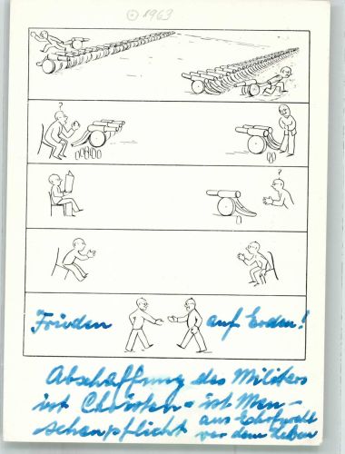 Der Weg vom internationalen Wettrüsten zum Pazifismus in Cartoons Politik Künstlerkarte