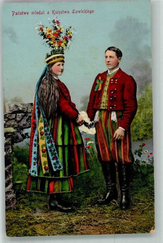 Lowitsch Lowicz Bauern in Tracht Panstwo mtodzi z ksiestwa Lowickiego Tracht Polen 1917