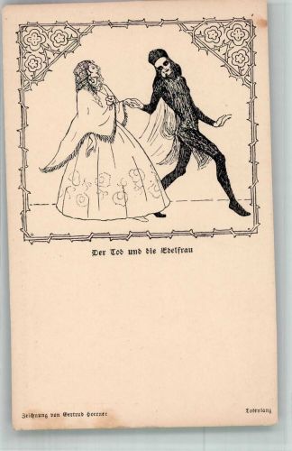 Allegorie auf die Vergänglichkeit des Lebens Der Tod und die Edelfrau Tod Künstlerkarte