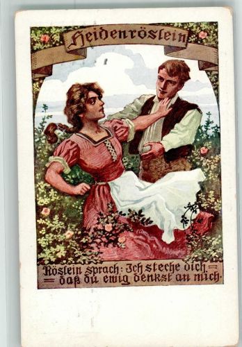 sign. Wilke Heidenröslein Poesie / Liebe Nr. 81 Maschinenstempel Bund der Deutschen in Böhmen 1912 Künstlerkarte