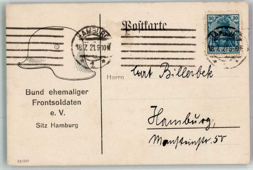 W2000 Hamburg Bund ehemaliger Frontsoldaten nationalkonservative bis rechtsnationale Organisation Weimarer Republik 1921