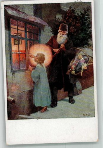 Kind mit Heiligenschein Spielzeug sign. Hoyer Nikolaus 1930 Künstlerkarte