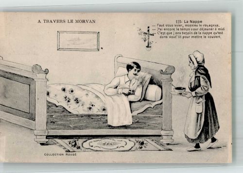 A Travers le Morvan Die Tischdecke Humor Künstlerkarte
