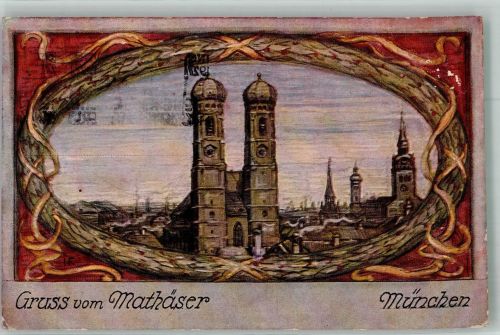 W8000 München Gruss vom Mathäser Werbestempel Brauerei 1927 Künstlerkarte